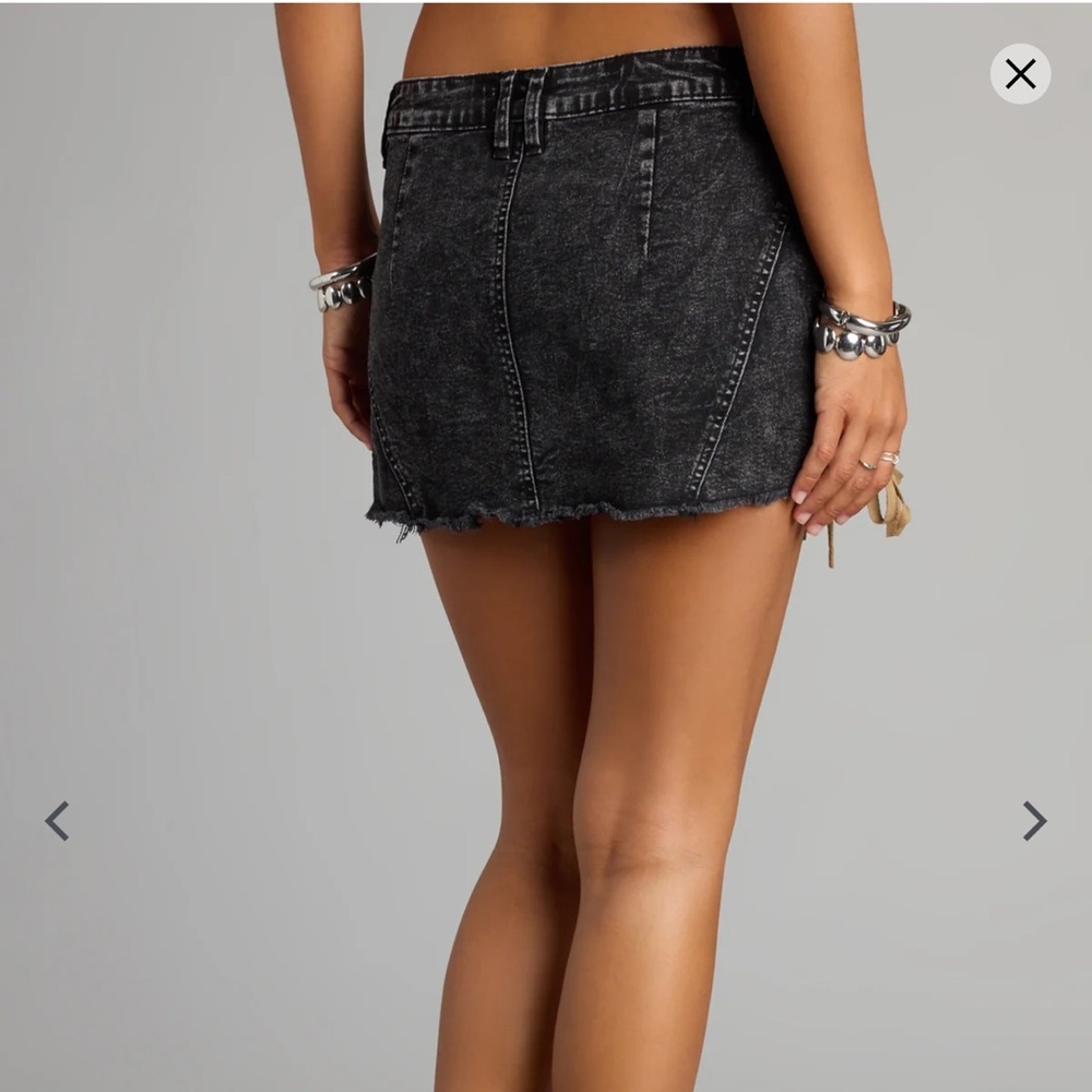Windsor Black Denim Lace-Up Mini Skirt - Picture 2 of 5